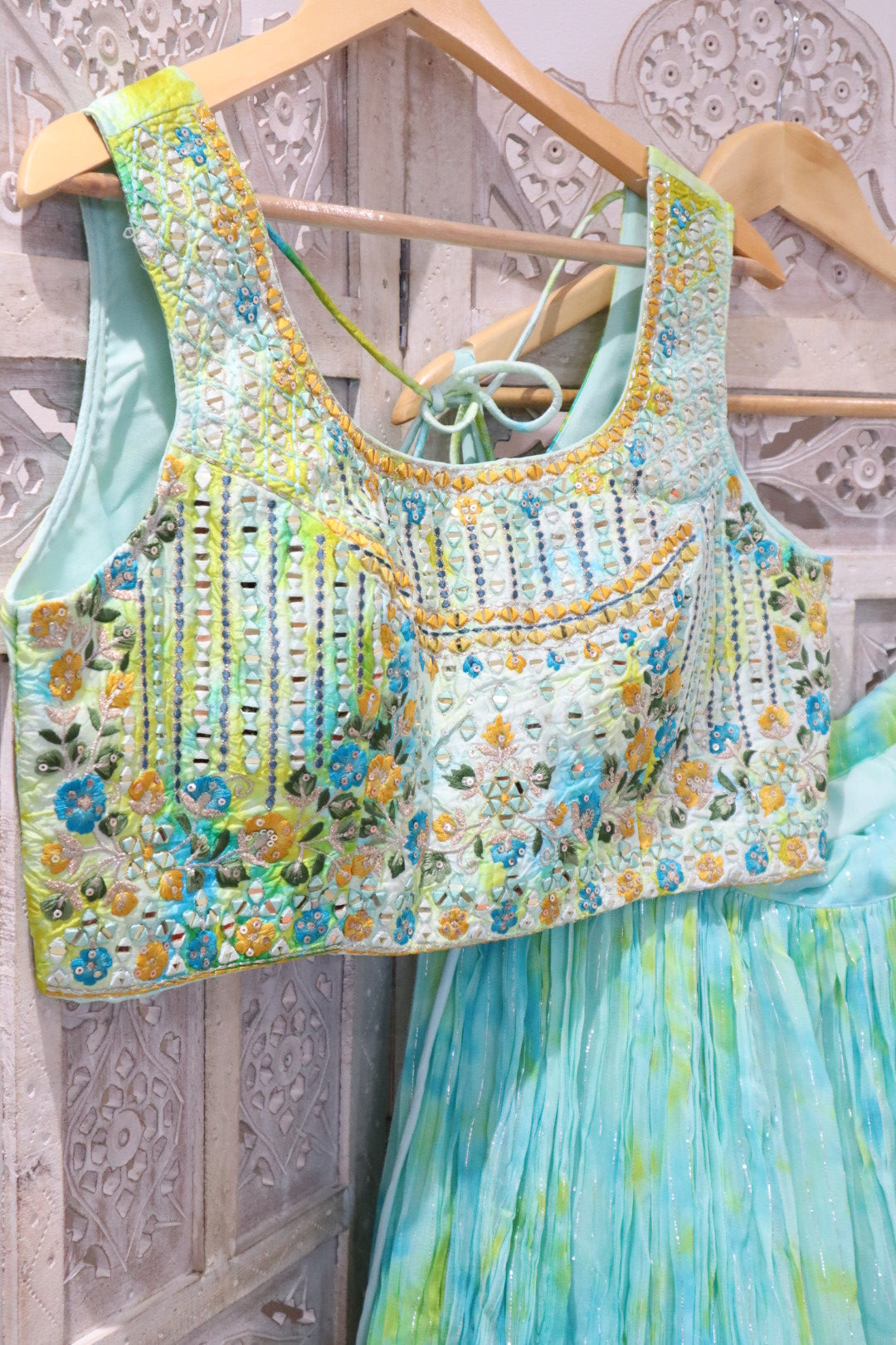 Turquoise Green Tie Dye Lehenga (10-12)