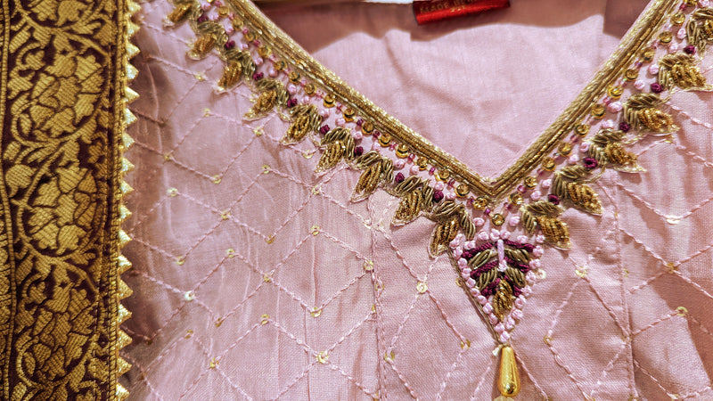 Dusty Lilac Anarkali with Burgundy Shawl (multiple sizes available)
