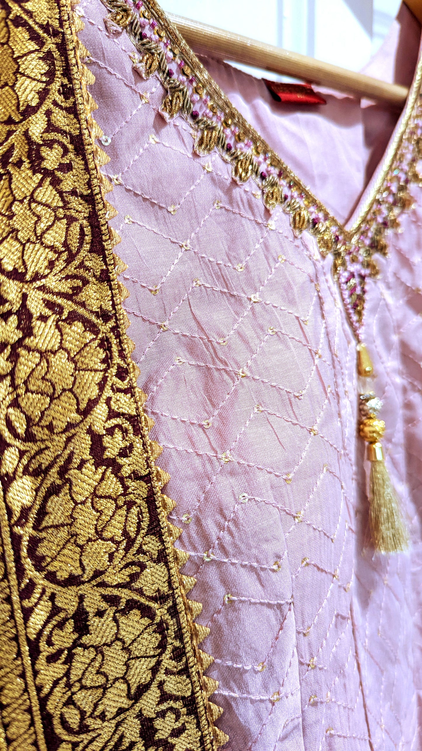 Dusty Lilac Anarkali with Burgundy Shawl (multiple sizes available)